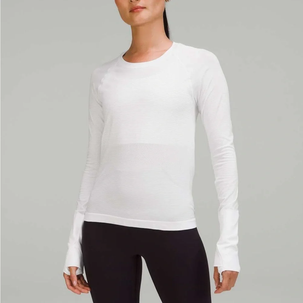 Lululemon Swiftly Tech Long Sleeve Shirt 2.0 Race Length - Size 10 - White - Picture 1 of 10